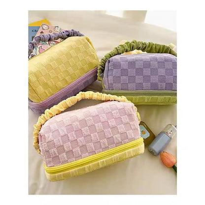 Streetwear Plaid Polyester Square Makeup Bags