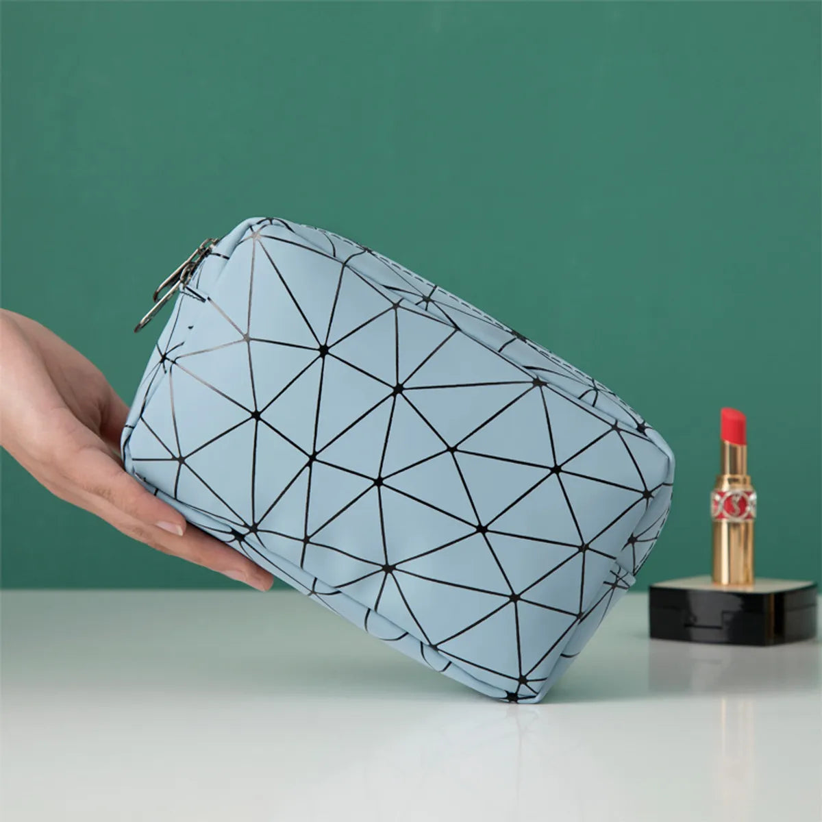 Streetwear Plaid Pu Leather Square Makeup Bags