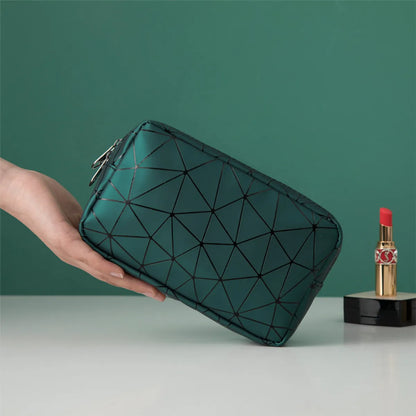 Streetwear Plaid Pu Leather Square Makeup Bags