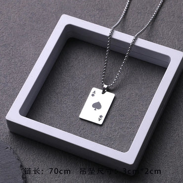 Streetwear Poker Titanium Steel Polishing Pendant Necklace