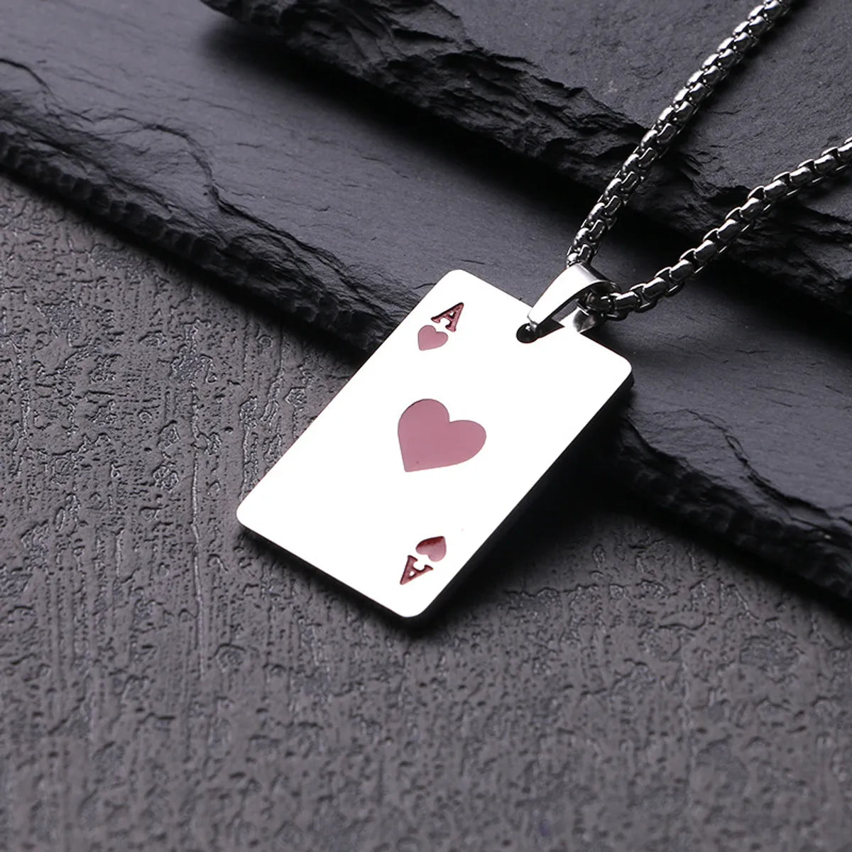 Streetwear Poker Titanium Steel Polishing Pendant Necklace