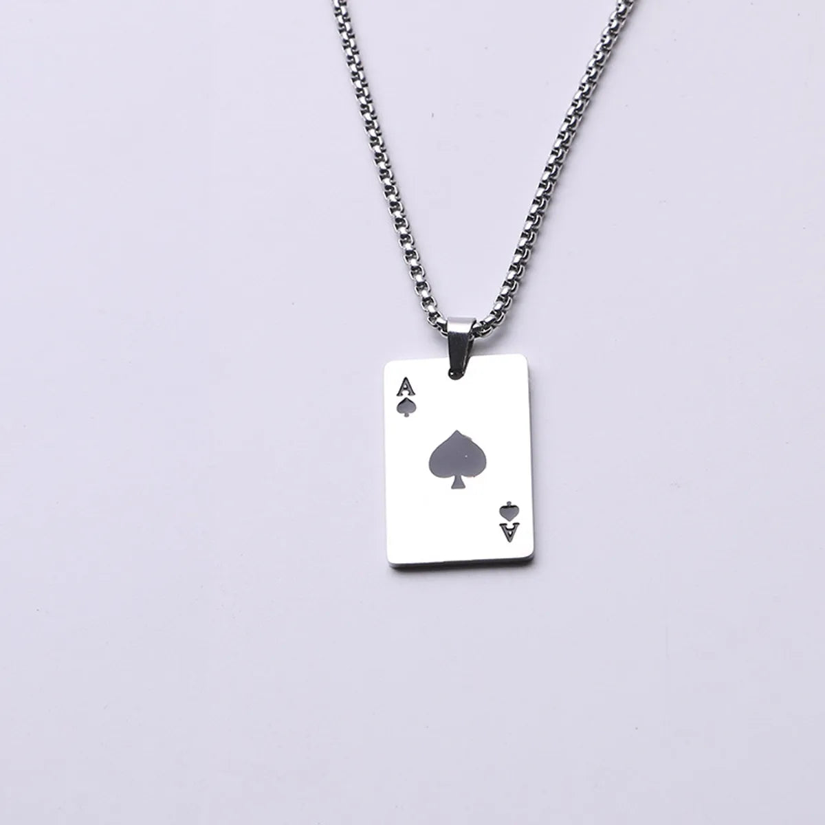 Streetwear Poker Titanium Steel Polishing Pendant Necklace