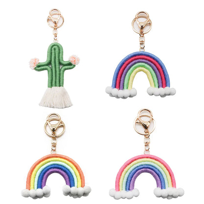 Streetwear Rainbow Cotton Women'S Bag Pendant Keychain