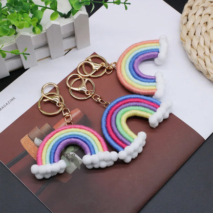 Streetwear Rainbow Cotton Women'S Bag Pendant Keychain