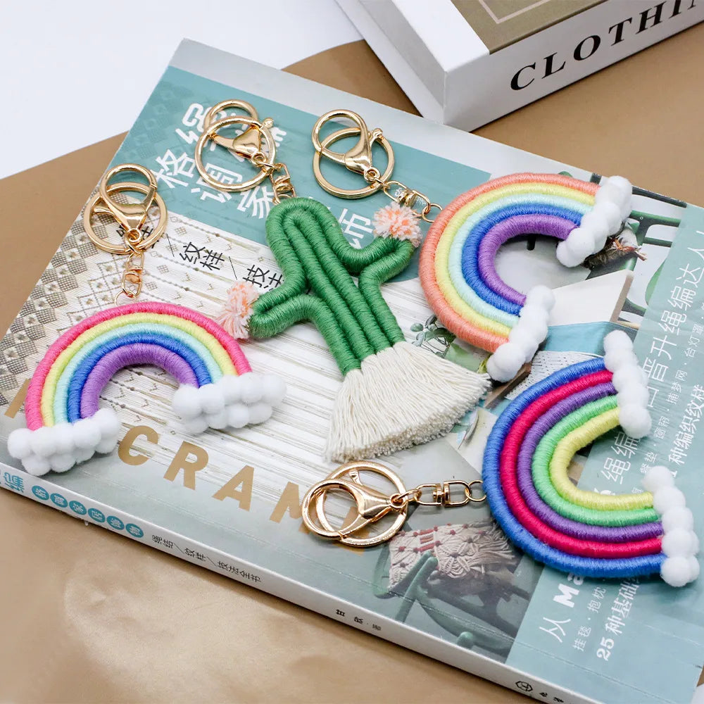 Streetwear Rainbow Cotton Women'S Bag Pendant Keychain