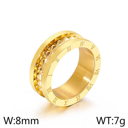 Wholesale Jewelry Streetwear Roman Numeral Titanium Steel 18K Gold Plated Enamel Rings