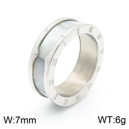 Wholesale Jewelry Streetwear Roman Numeral Titanium Steel 18K Gold Plated Enamel Rings