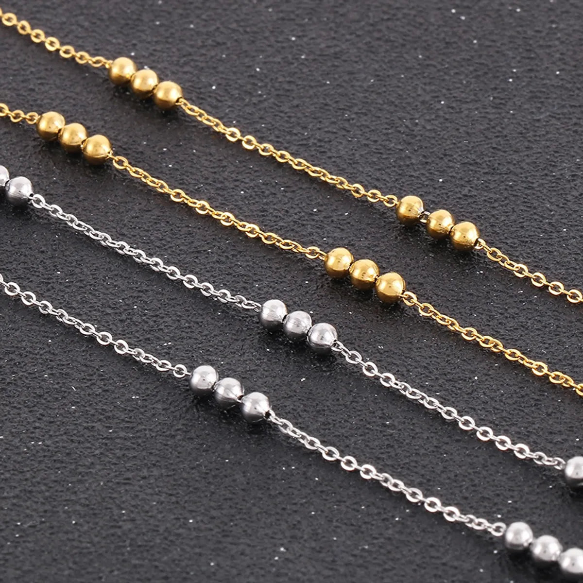 Streetwear Round Titanium Steel Plating 18k Gold Plated Bracelets Necklace