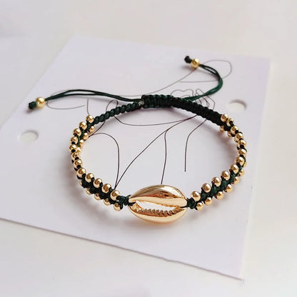 Streetwear Shell Metal Copper Beaded Knitting Plating Women's Bracelets