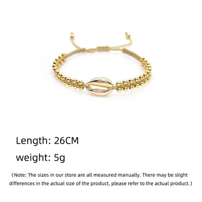 Streetwear Shell Metal Copper Beaded Knitting Plating Women's Bracelets