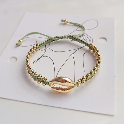 Streetwear Shell Metal Copper Beaded Knitting Plating Women's Bracelets