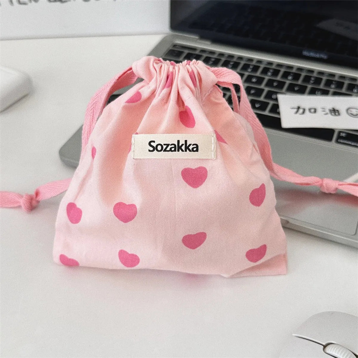 Streetwear Smile Face Solid Color Flower Polyester Square Makeup Bags