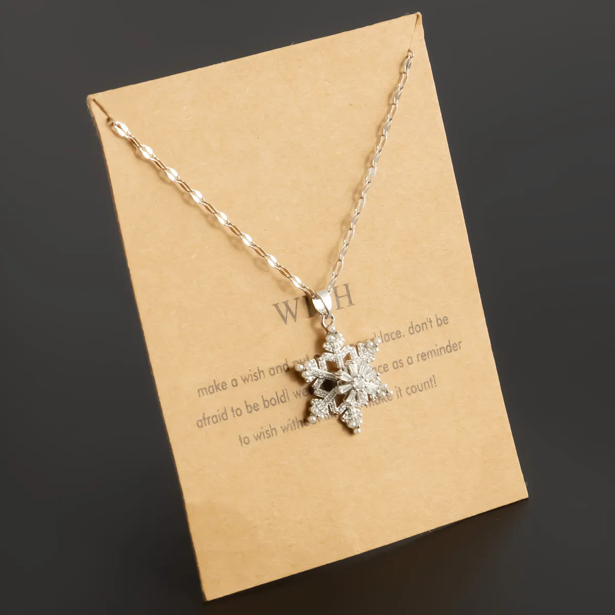 Streetwear Snowflake Stainless Steel Copper Plating Inlay Pearl Zircon 18k Gold Plated Pendant Necklace