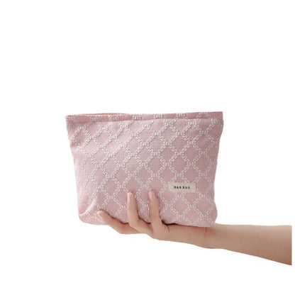 Streetwear Solid Color Lingge Polyester Square Makeup Bags