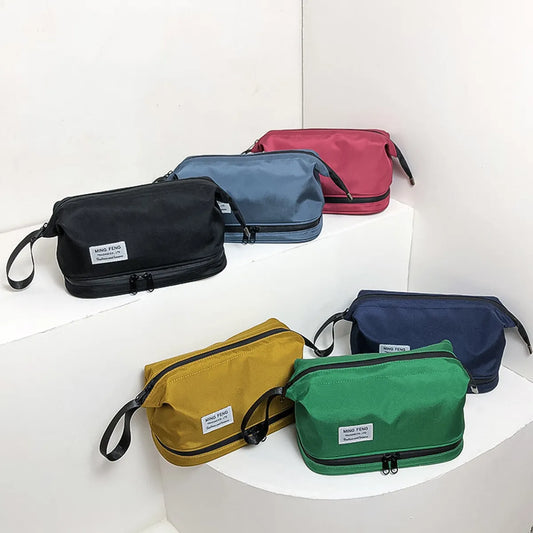 Streetwear Solid Color Nylon Square Makeup Bags