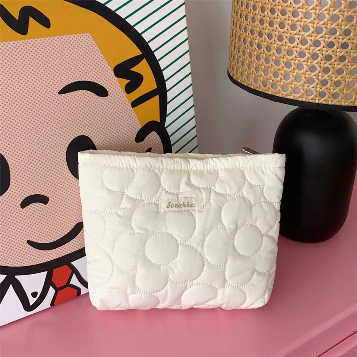 Streetwear Solid Color Polyester Square Makeup Bags