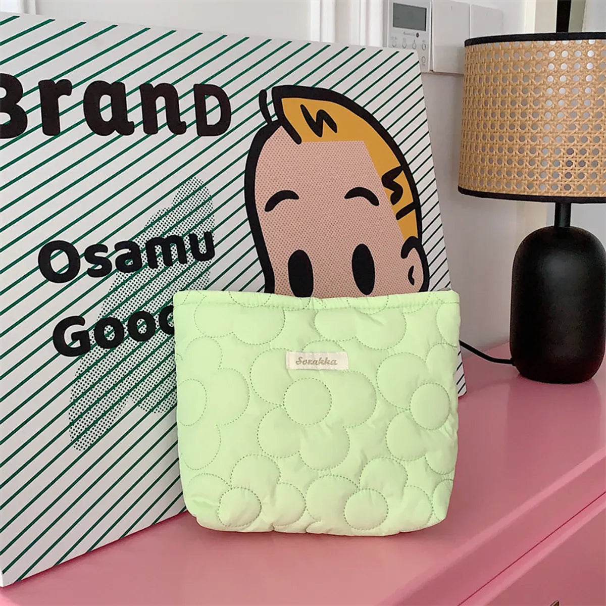 Streetwear Solid Color Polyester Square Makeup Bags