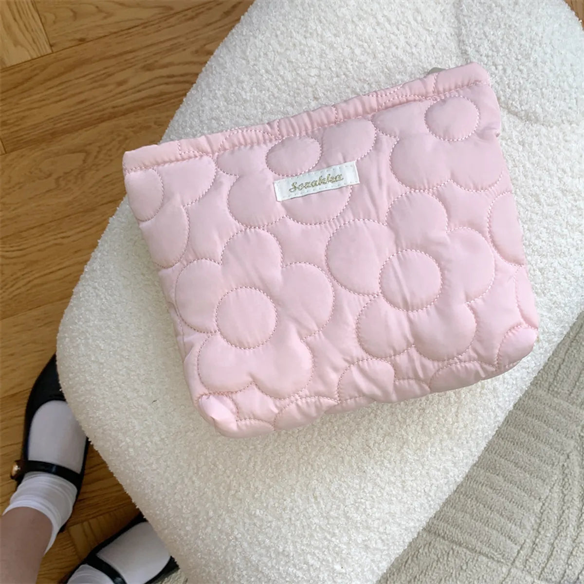 Streetwear Solid Color Polyester Square Makeup Bags