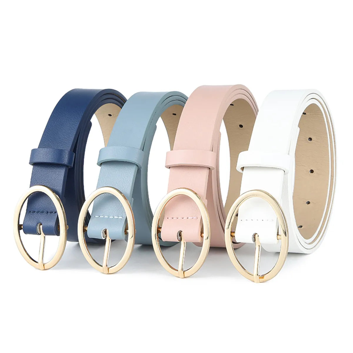 Streetwear Solid Color Pu Leather Alloy Women'S Leather Belts