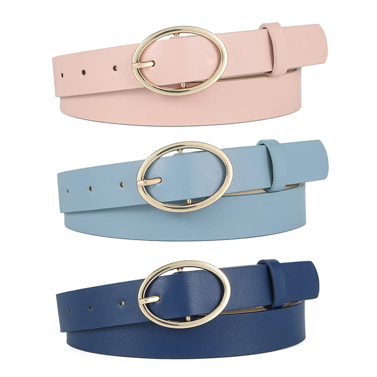 Streetwear Solid Color Pu Leather Alloy Women'S Leather Belts