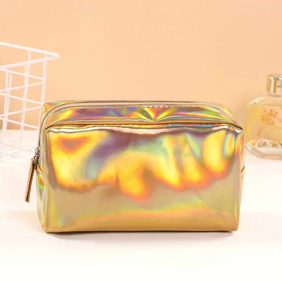 Streetwear Solid Color Pu Leather Square Makeup Bags