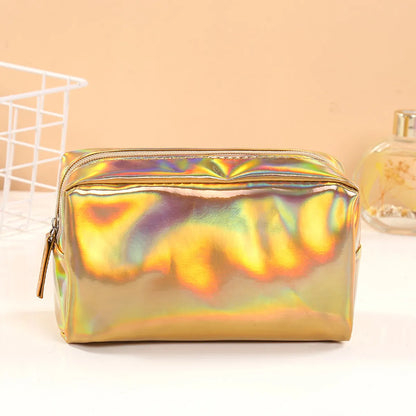 Streetwear Solid Color Pu Leather Square Makeup Bags