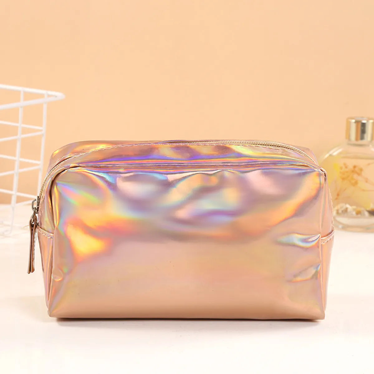 Streetwear Solid Color Pu Leather Square Makeup Bags