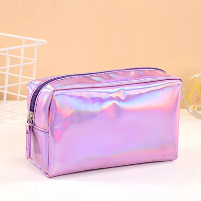 Streetwear Solid Color Pu Leather Square Makeup Bags