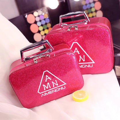 Streetwear Solid Color Pu Leather Square Makeup Bags