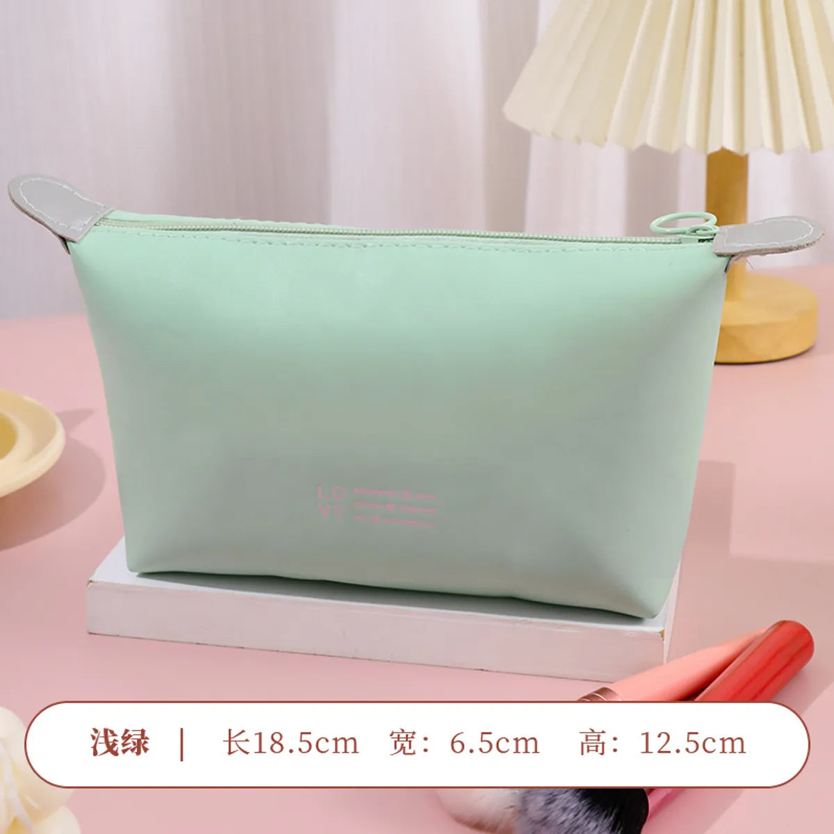 Streetwear Solid Color Pu Leather Square Makeup Bags