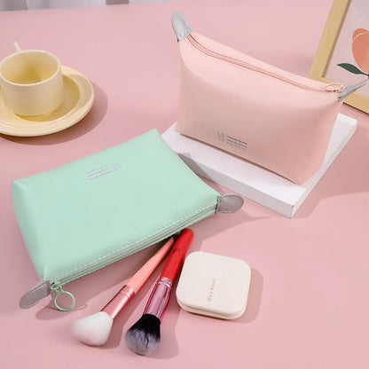 Streetwear Solid Color Pu Leather Square Makeup Bags