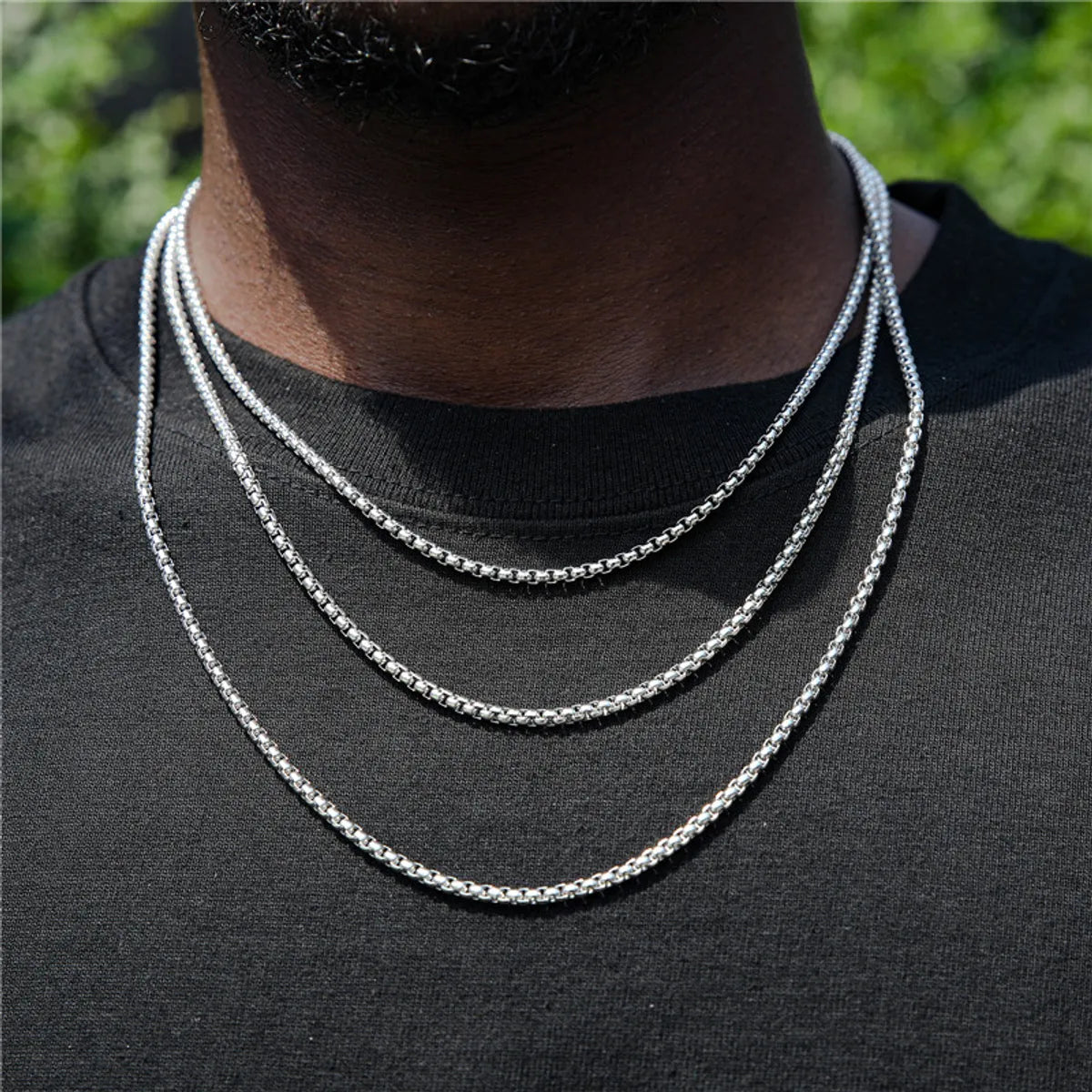 Streetwear Solid Color Stainless Steel Plating Men'S Necklace