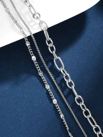 Streetwear Solid Color Stainless Steel Three Layer Necklace