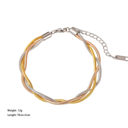 Wholesale Jewelry Streetwear Solid Color 304 Stainless Steel 18K Gold Plated Rose Gold Plated Plating Bracelets Necklace