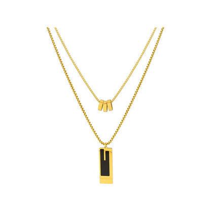 Streetwear Solid Color Titanium Steel Plating Double Layer Necklaces