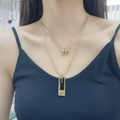 Streetwear Solid Color Titanium Steel Plating Double Layer Necklaces