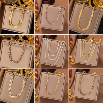 Streetwear Solid Color Titanium Steel Plating Layered Necklaces