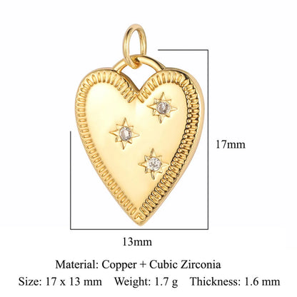 1 Piece Copper Zircon 18K Gold Plated Star Water Droplets