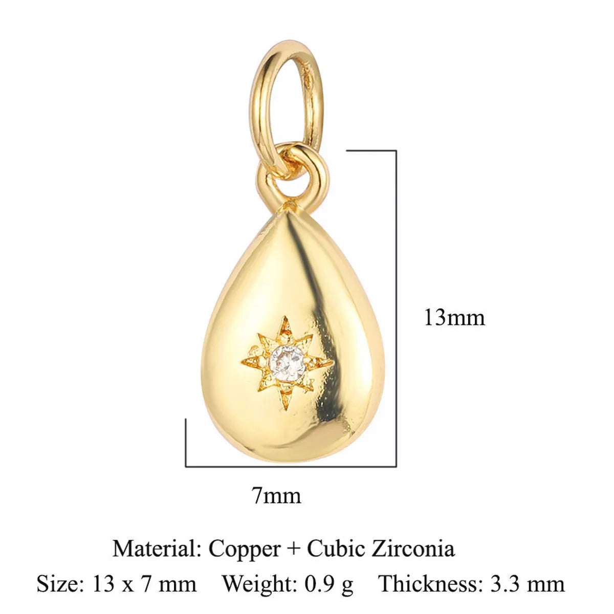 1 Piece Copper Zircon 18K Gold Plated Star Water Droplets