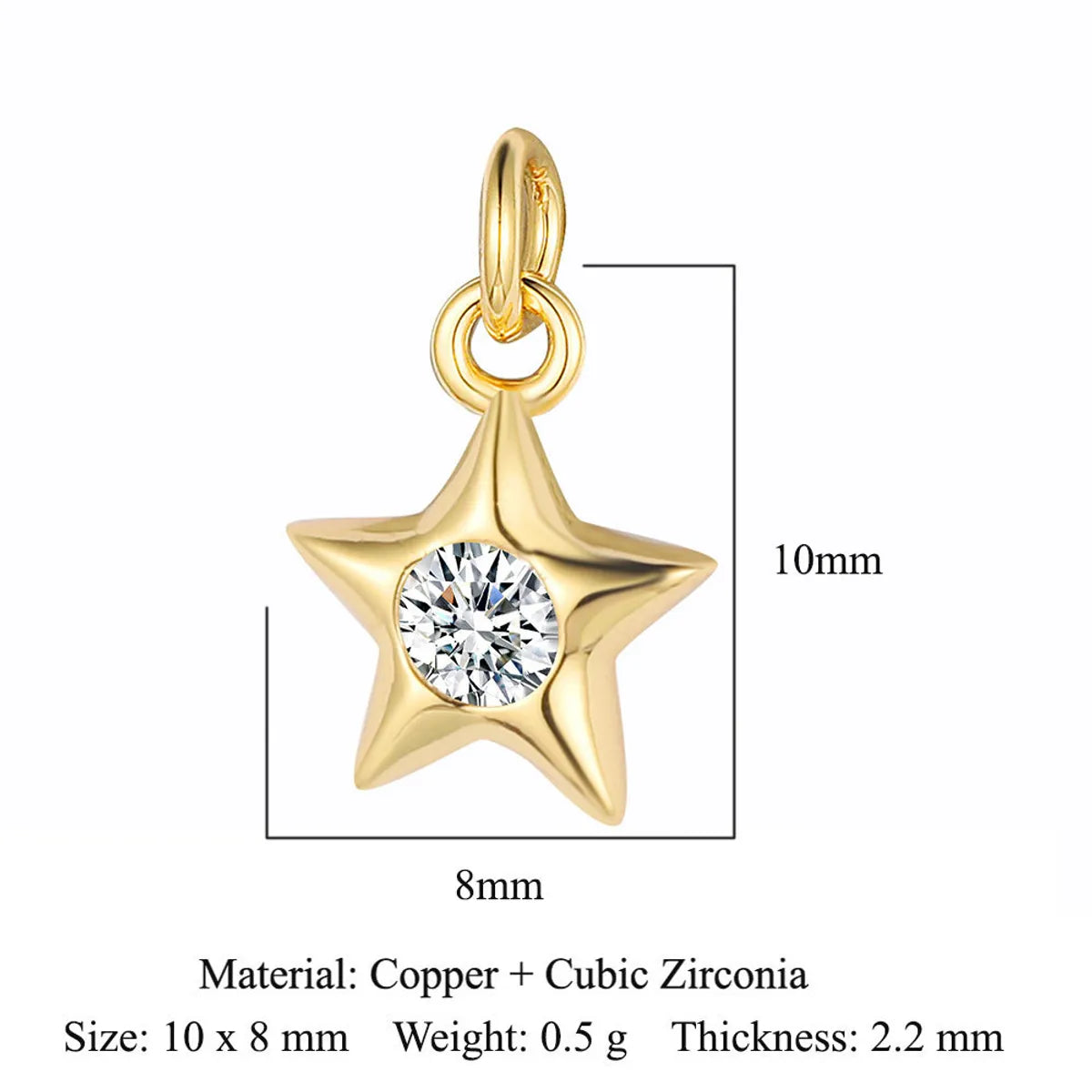 1 Piece Copper Zircon 18K Gold Plated Star Water Droplets