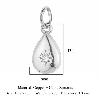 1 Piece Copper Zircon 18K Gold Plated Star Water Droplets