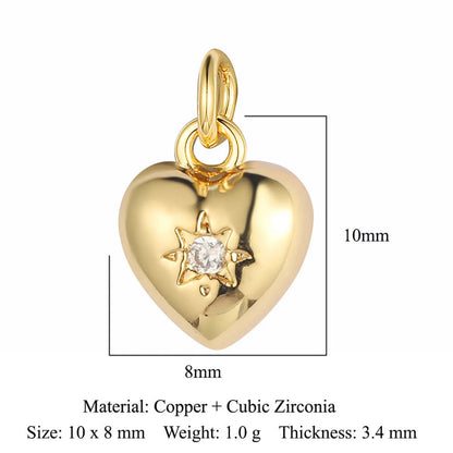 1 Piece Copper Zircon 18K Gold Plated Star Water Droplets