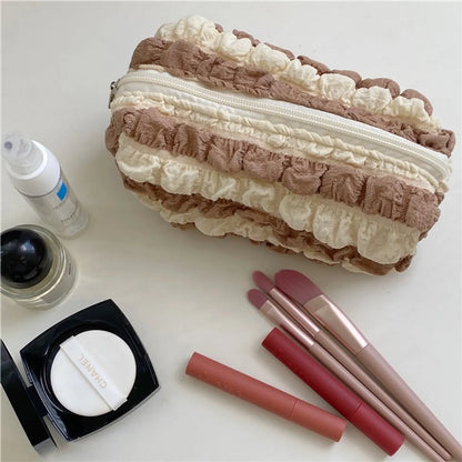 Streetwear Stripe Cotton Square Makeup Bags