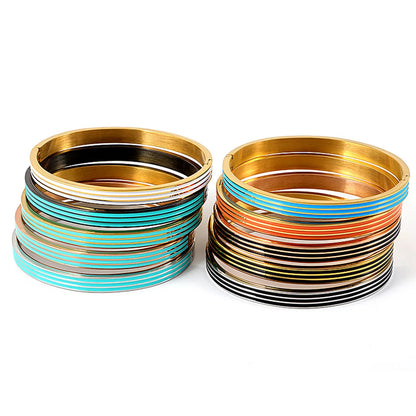 Streetwear Stripe Stainless Steel Bangle In Bulk