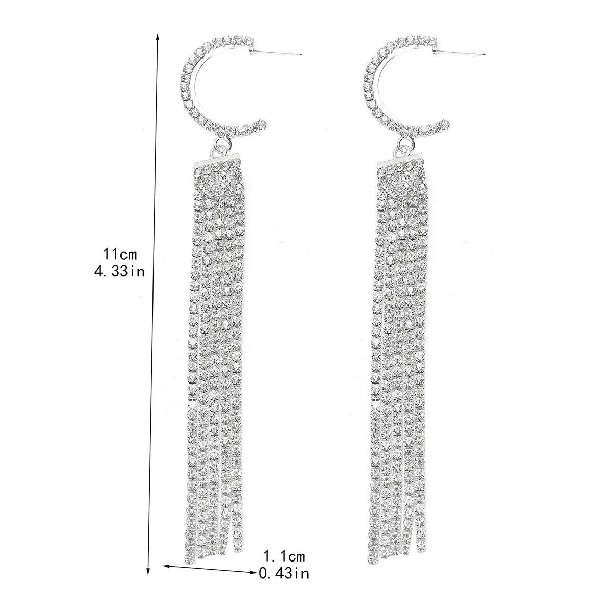 Streetwear Tassel Copper Plating Inlay Rhinestones Silver Plated Women's Drop Earrings