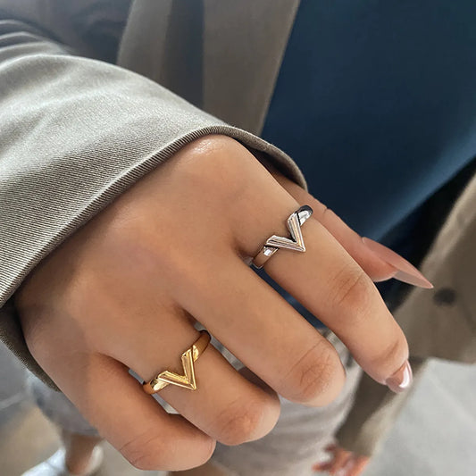 Streetwear V Shape Copper Open Rings