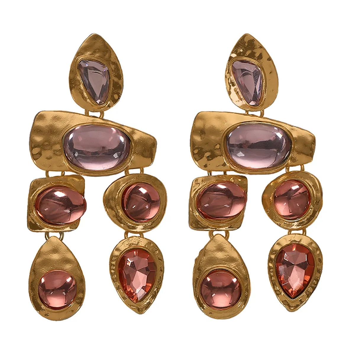 1 Pair Streetwear Water Droplets Inlay Alloy Artificial Gemstones Drop Earrings