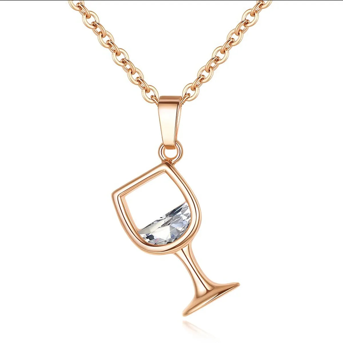 Streetwear Wine Glass Copper Plating Pendant Necklace