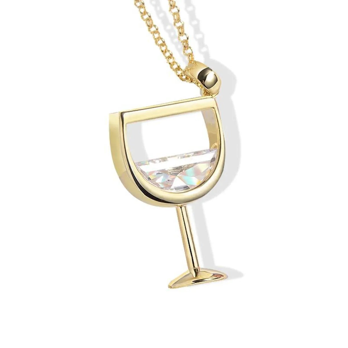 Streetwear Wine Glass Copper Plating Pendant Necklace