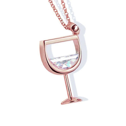 Streetwear Wine Glass Copper Plating Pendant Necklace